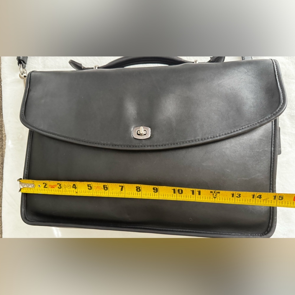 COACH Vintage Lexington Black Smooth Leather Briefcase Crossbody Bag - Picture 15 of 16